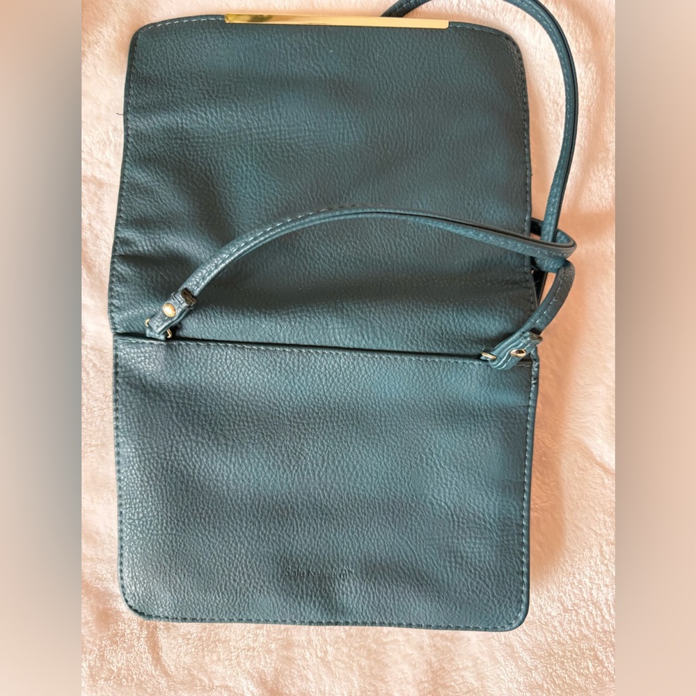 Crossbody PU Leather Teal Green Bag Purse clutch - Picture 3 of 6